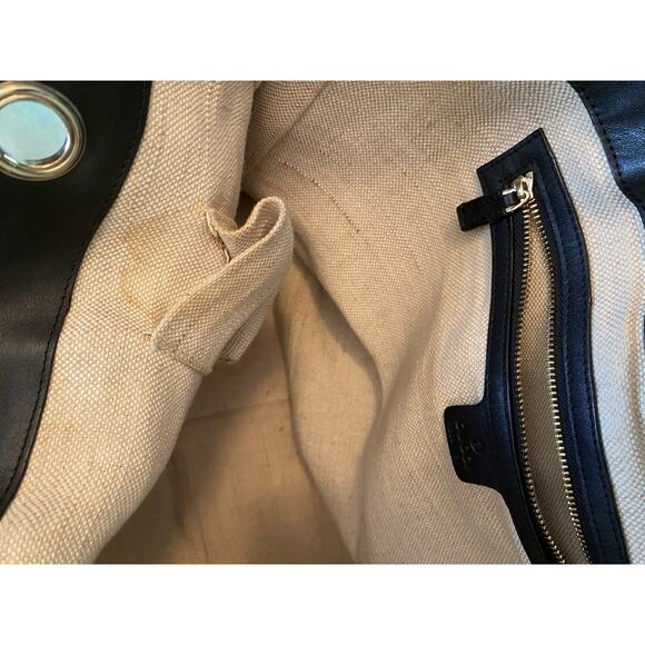 Gucci Black GG Monogram Canvas and Leather Positano Tote Gold Hardware - Picture 15 of 15